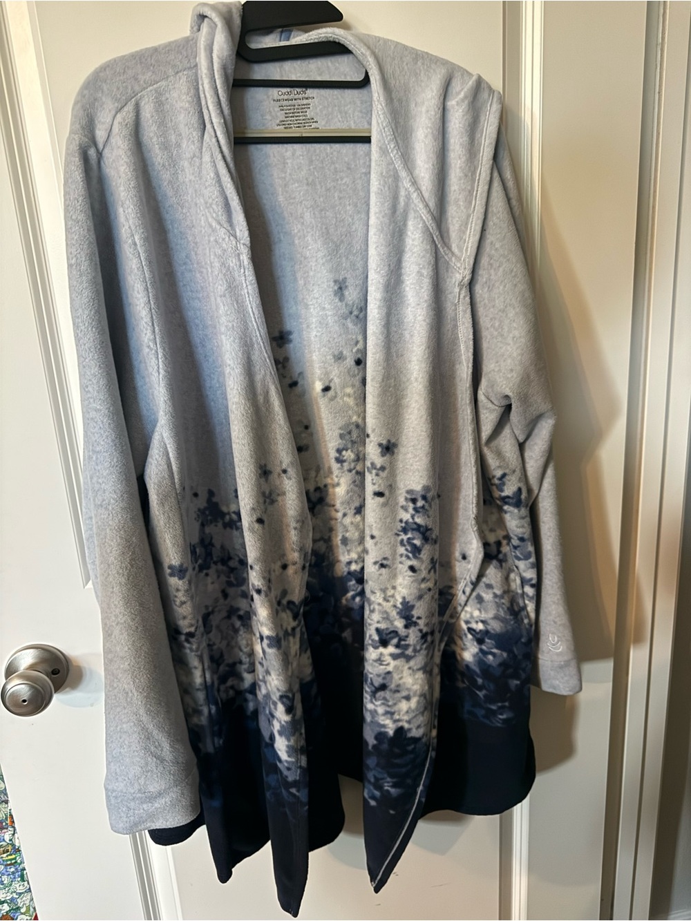Cuddl Duds Gray to Navy Ombre Open-Front Fleece Cardigan